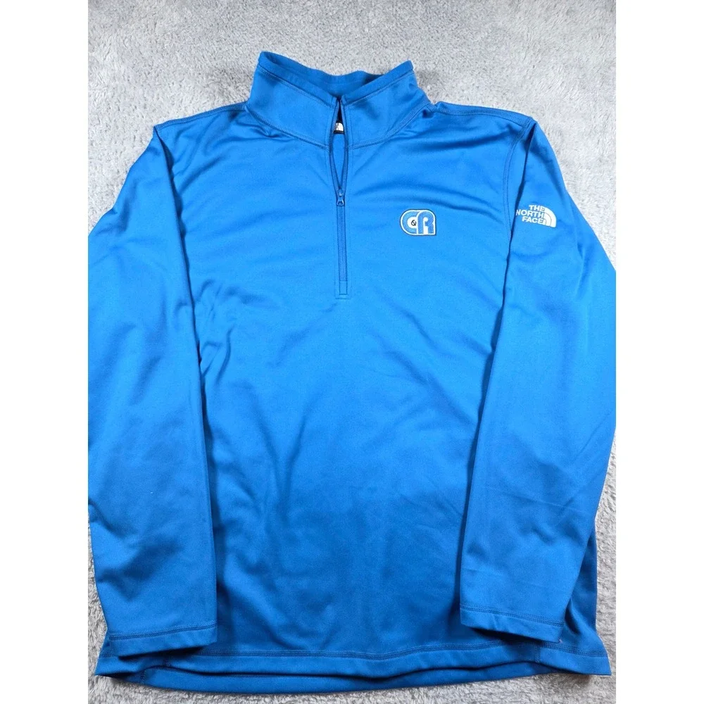 The‎ North Face Quarter Zip Pullover XL Blue Mens CR Patch Logo Activewear